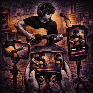 5 Pro Tips: Recording Acoustic Guitar at Home with Just One Phone (or More!) - SONGTAKE music recording use case